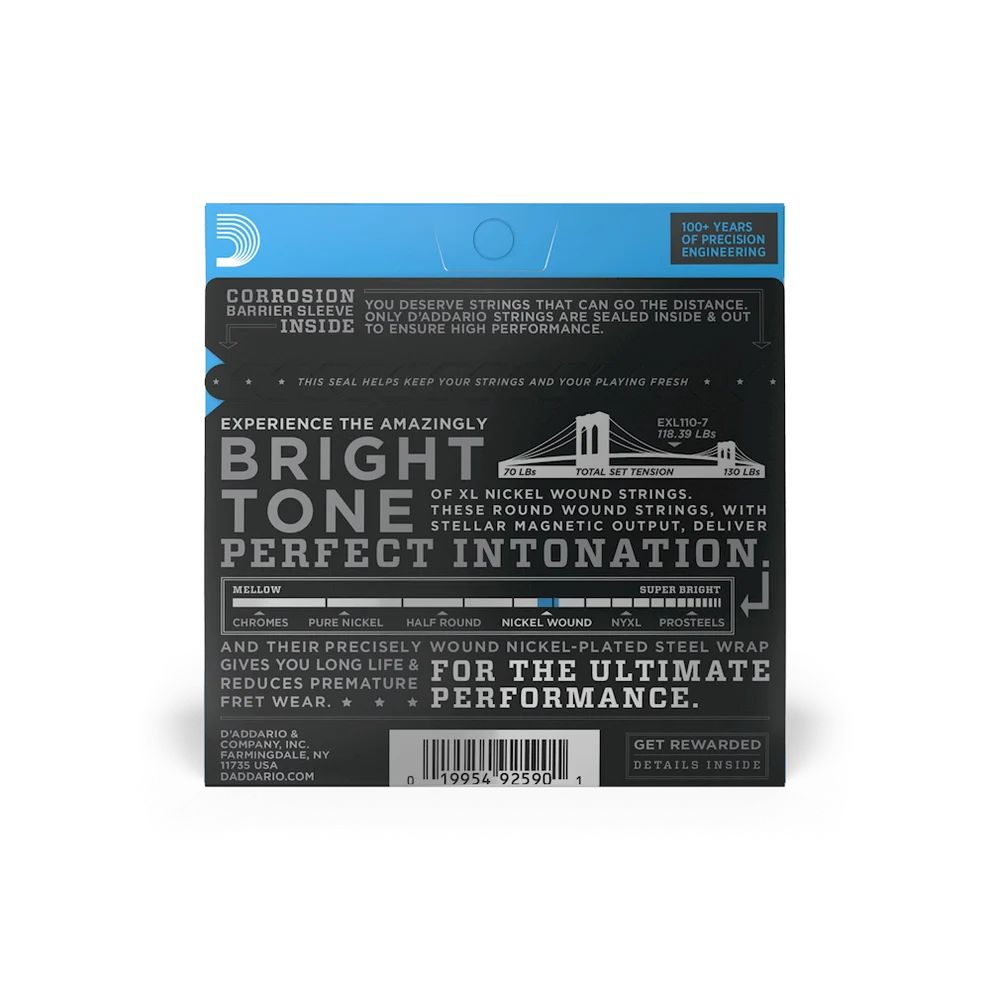 D'Addario 10-59 Regular Light 7-String Electric Guitar Strings EXL110-7