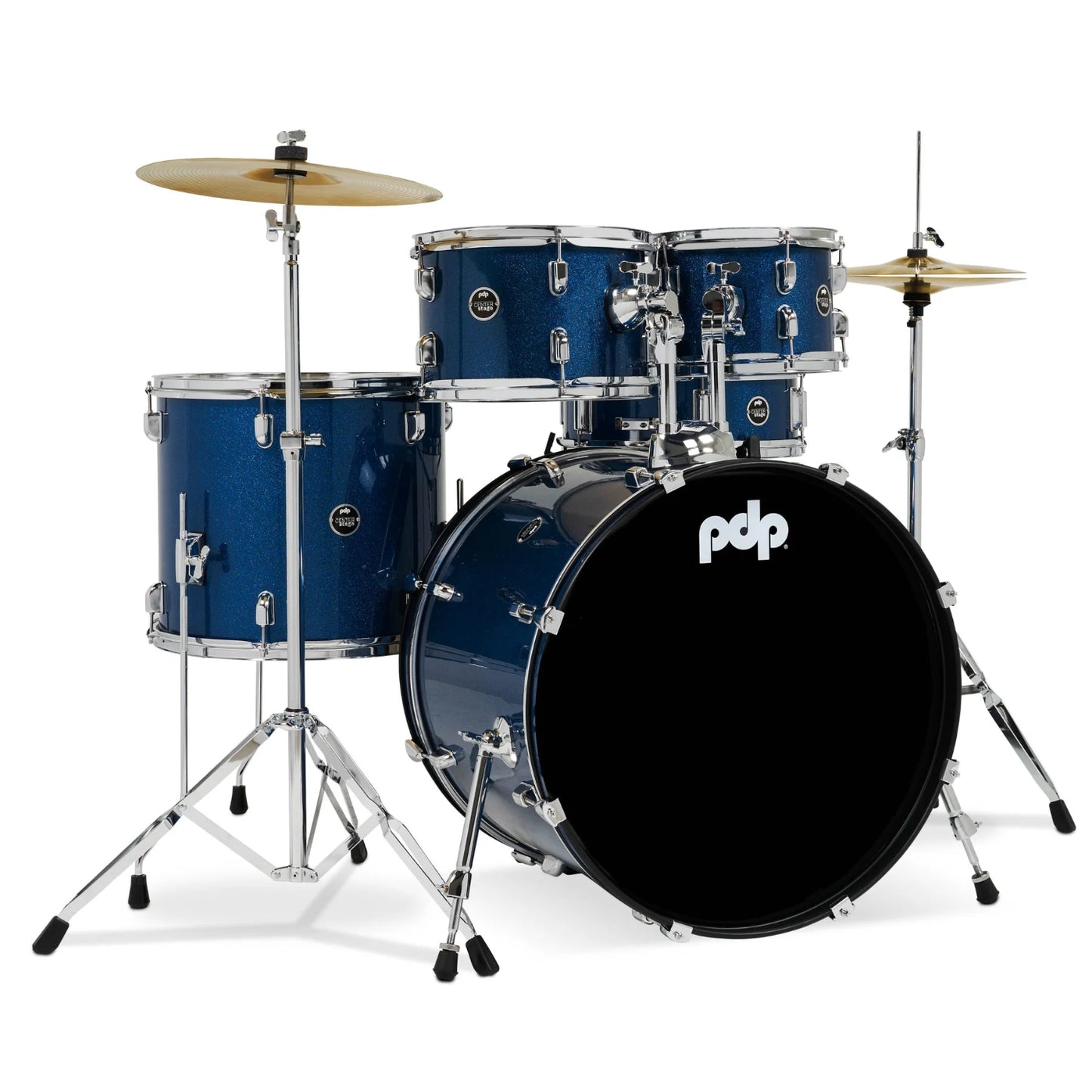 PDP CENTERstage 5-Piece Complete Drum Kit 22", Royal Blue Sparkle (Hardware, Cymbals & Throne)