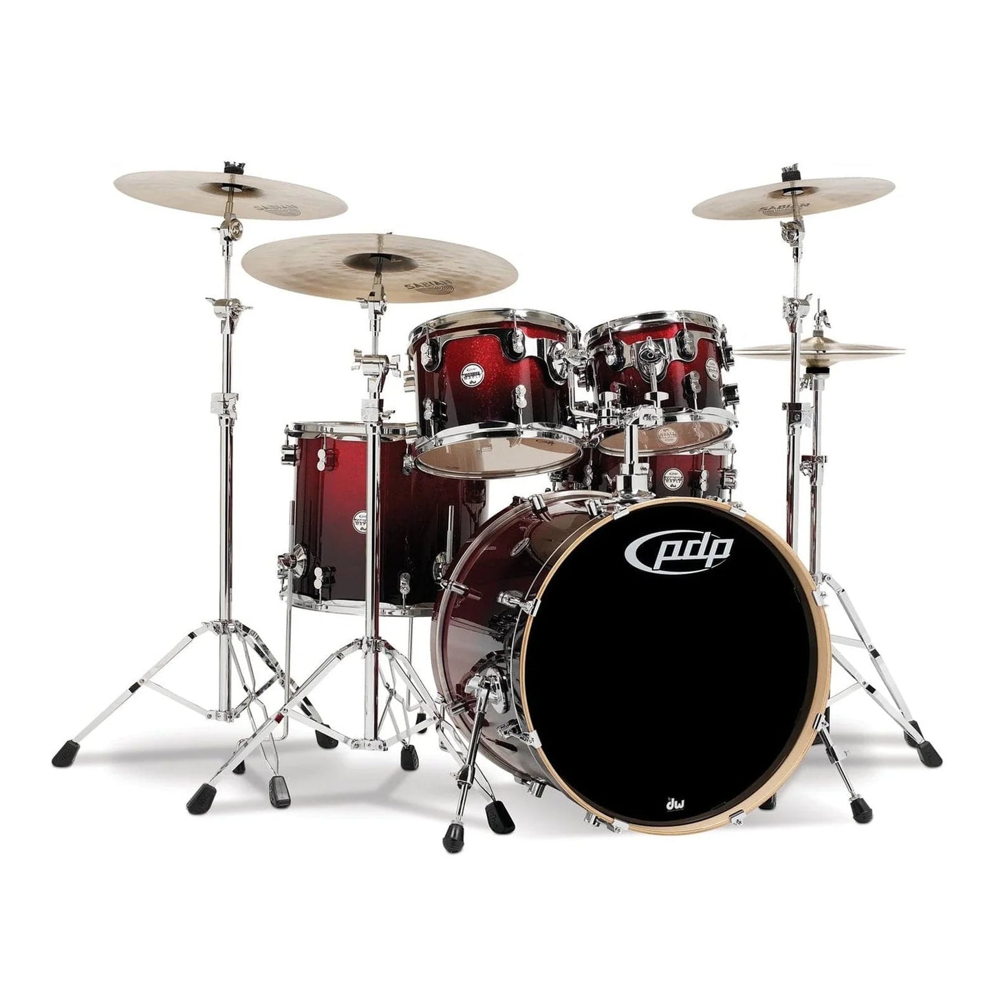 PDP Concept Maple 5-Piece Shell Pack 22", Red-to-Black Fade, Chrome Hardware