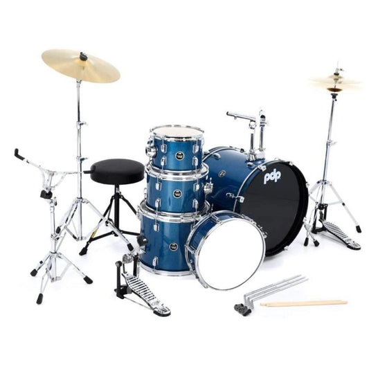 PDP CENTERstage 5-Piece Complete Drum Kit 22", Royal Blue Sparkle (Hardware, Cymbals & Throne)