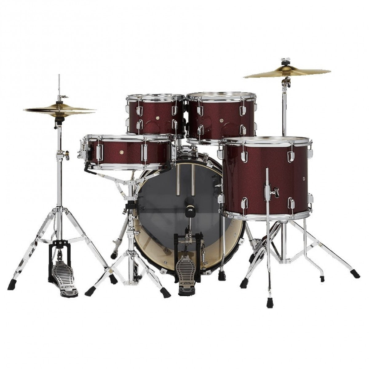 PDP CENTERstage 5-Piece Complete Drum Kit 22", Ruby Red Sparkle (Hardware, Cymbals & Throne)