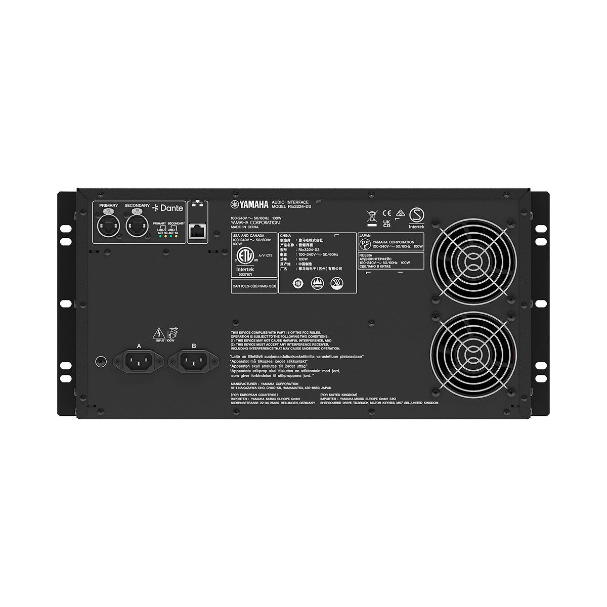 Yamaha RIO3224-D3 32-Input/16-Output Dante I/O Rack